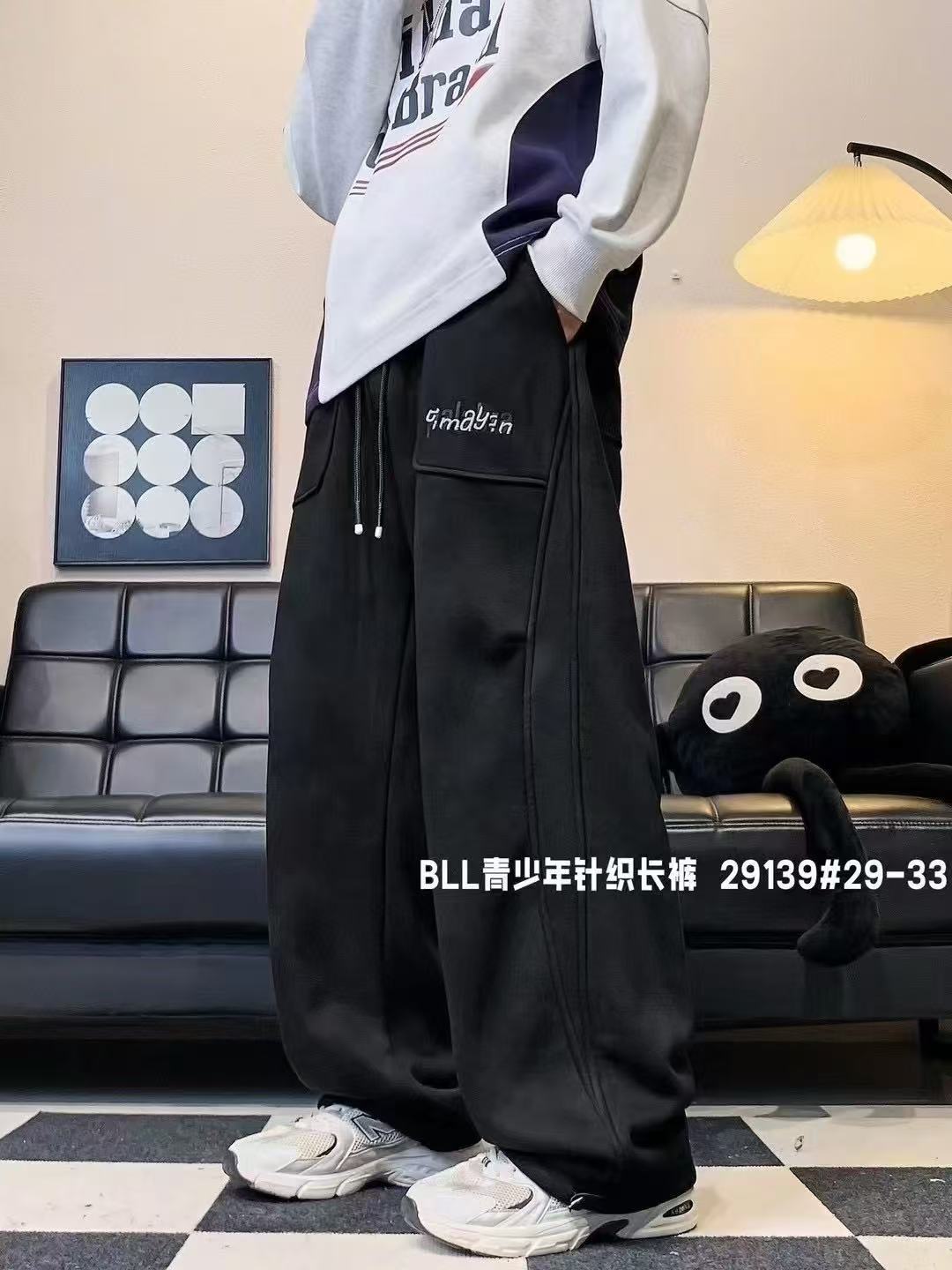 058～高品质青少年休闲加绒长裤潮流脏脏裤