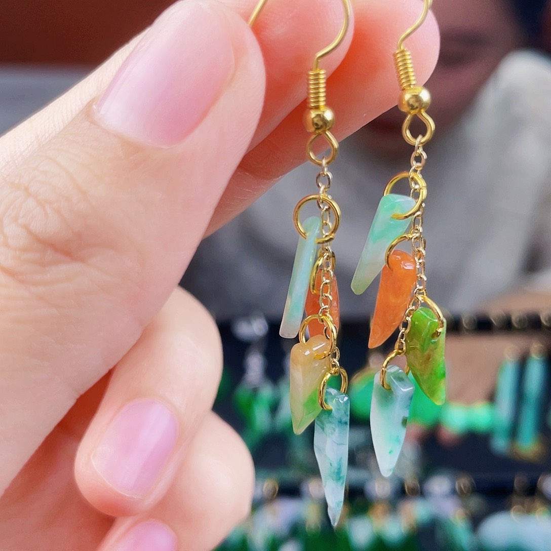 翡翠未镶嵌耳饰饰品