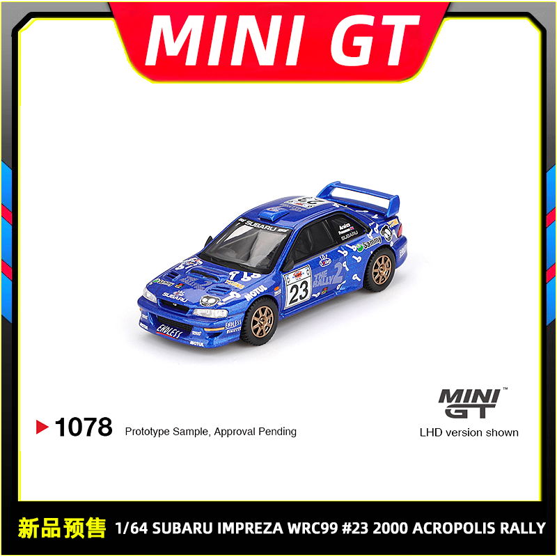 即将到货 MINIGT 1:64 斯巴鲁WRC99 #23 合金汽车模型摆件#1078