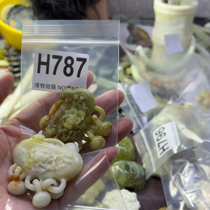 蛇纹石玉发饰合金半***冰