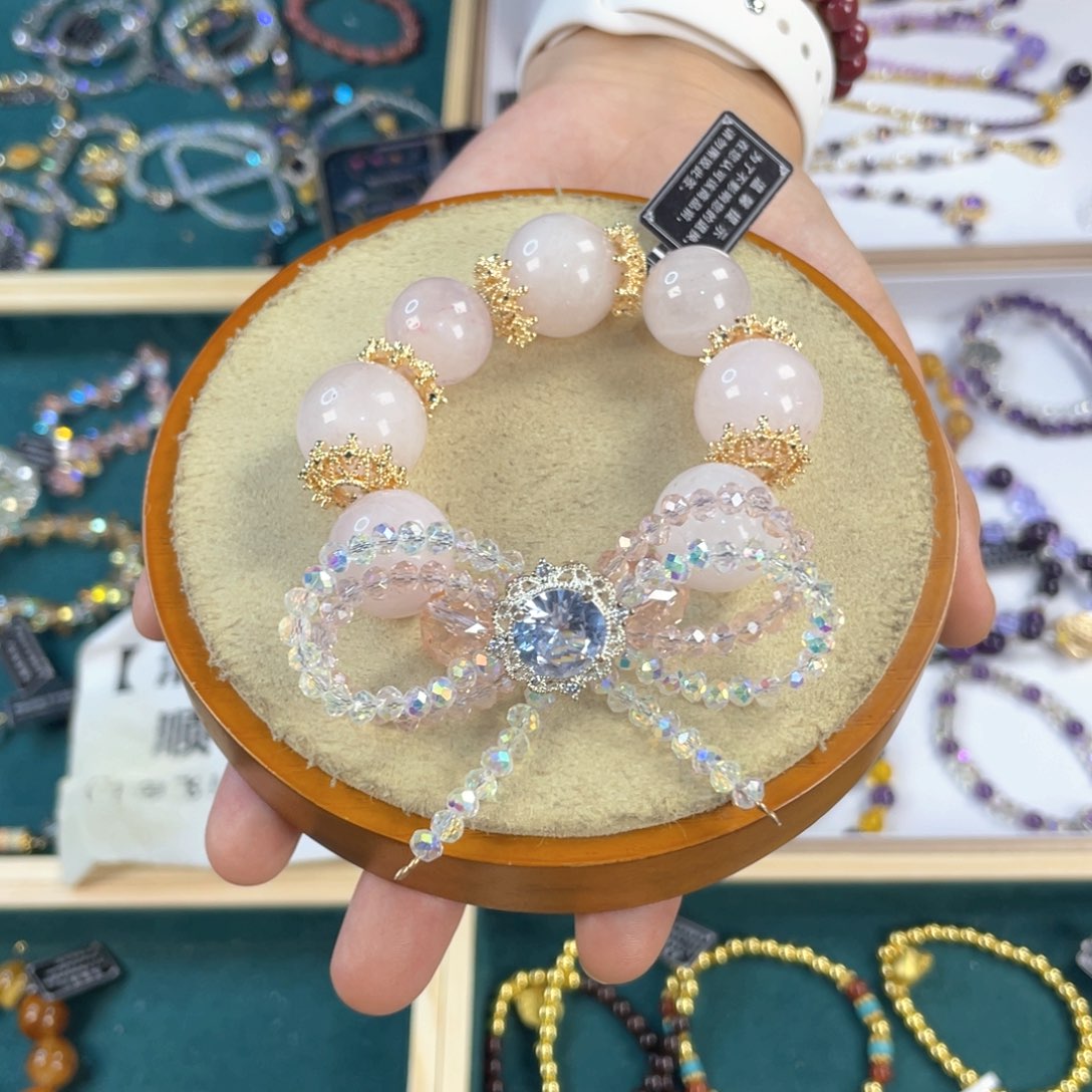 水晶手链银S925镀金镶嵌