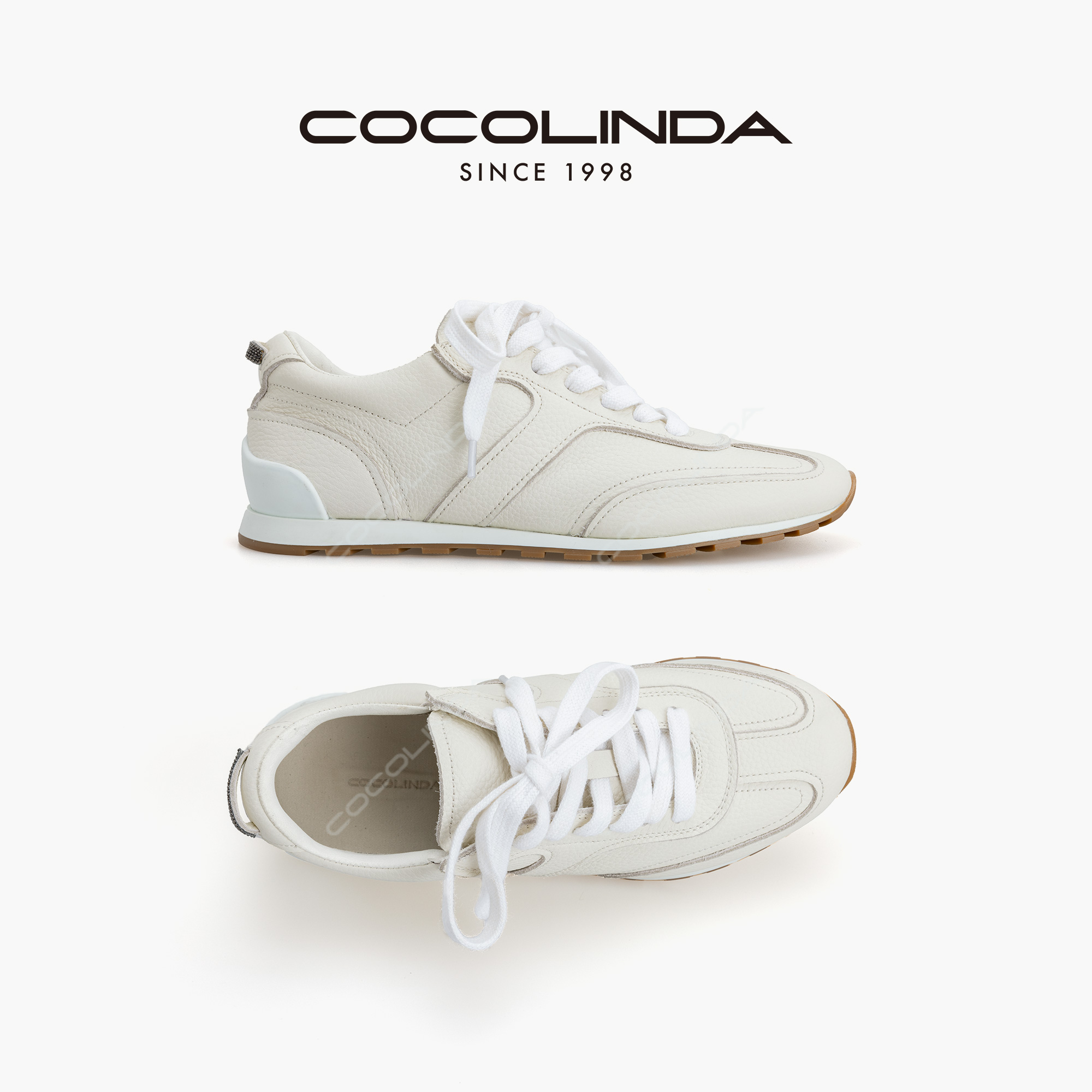COCOLINDA |B款 荔枝纹牛皮（偏大）超轻软内增高3cm高尔夫鞋X5784