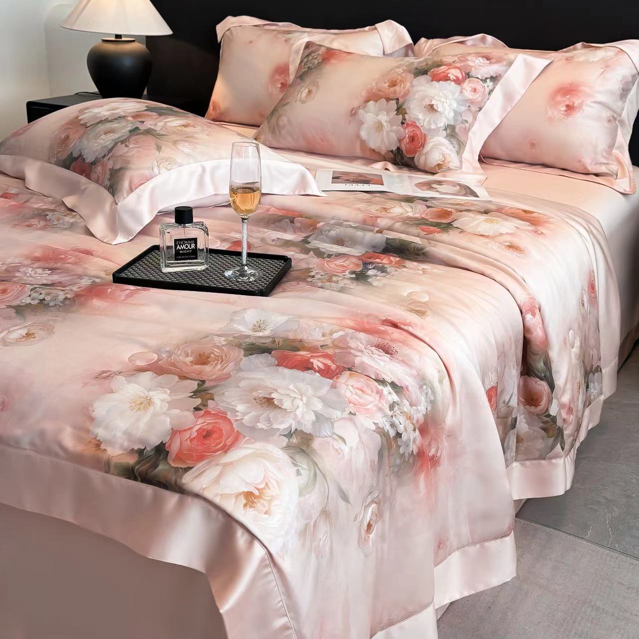 【贝蒂夏凉被】粉玉夏被四件套可机洗裸睡凉感空调被子数码印花