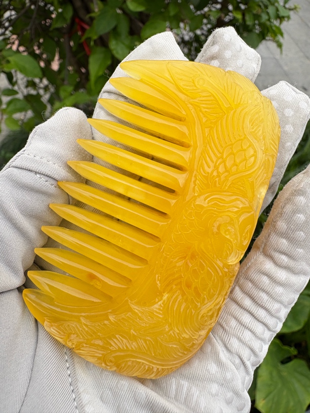 假一赔十 天然琥珀蜜蜡，梳子，一梳百顺，收藏级琥珀蜜蜡梳子，号26