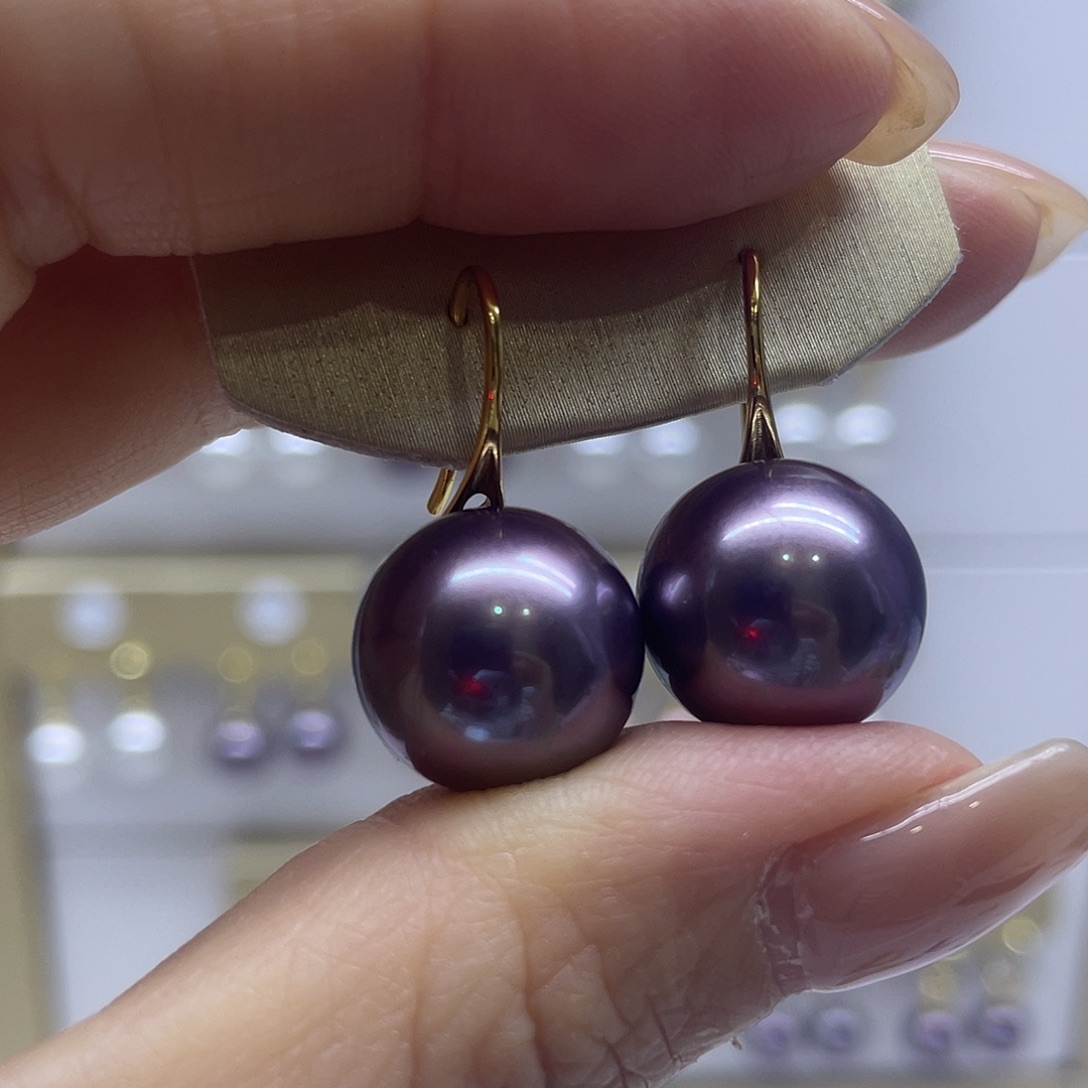 耳饰银S925镶嵌淡水珍珠