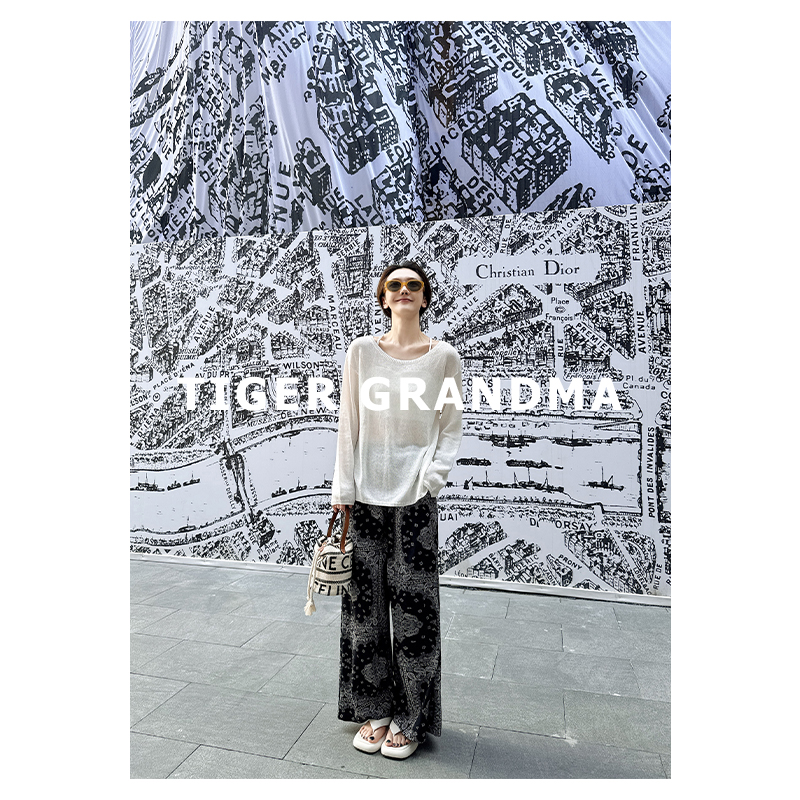 大奇TG 2506 腰果花宽松休闲裤