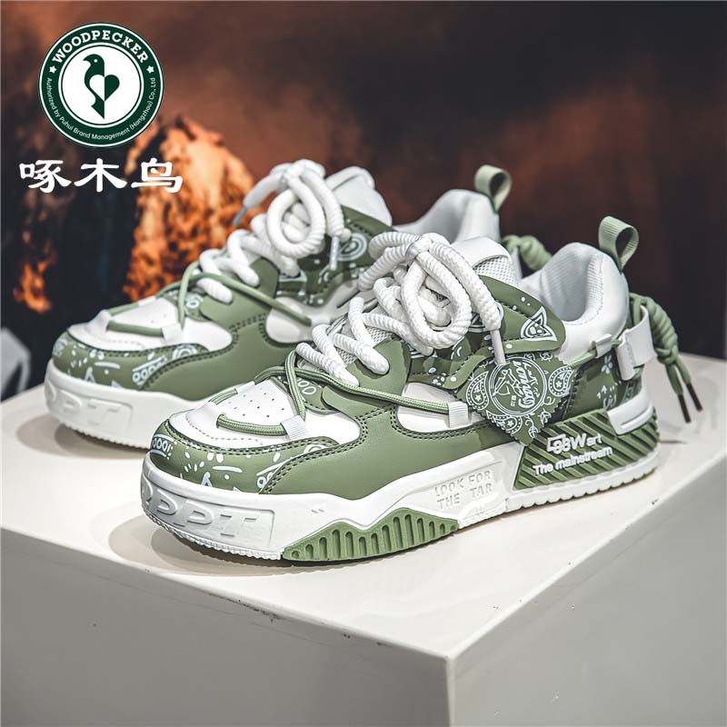 啄木鸟官方正版男鞋秋季新款潮流百搭板鞋子男款防滑厚底休闲鞋子
