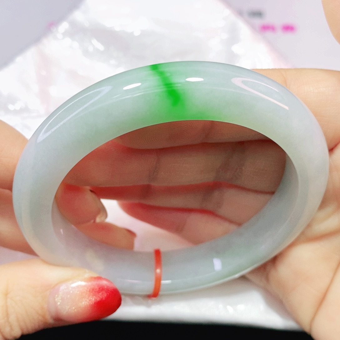 未镶嵌手镯翡翠57.6圈细腻强推