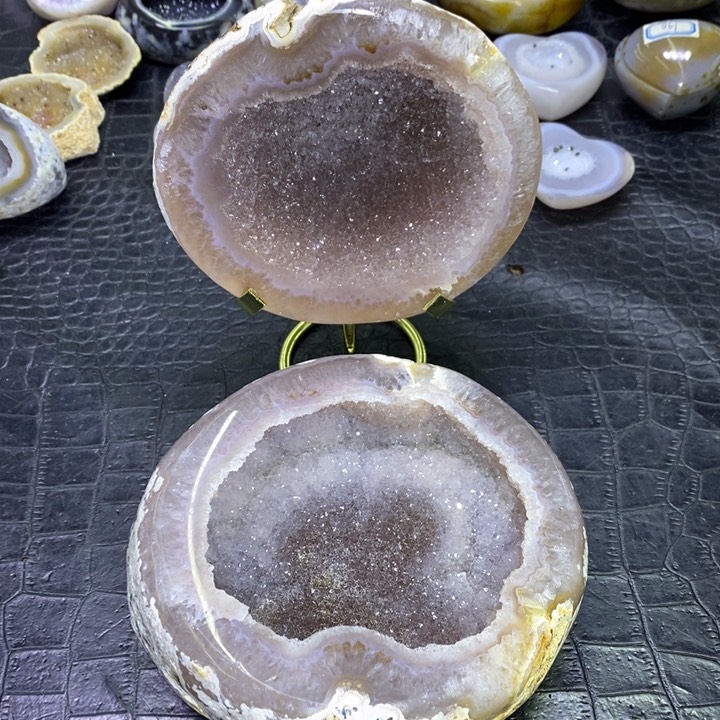 未镶嵌珠宝半成品紫晶棕粉雪景盆