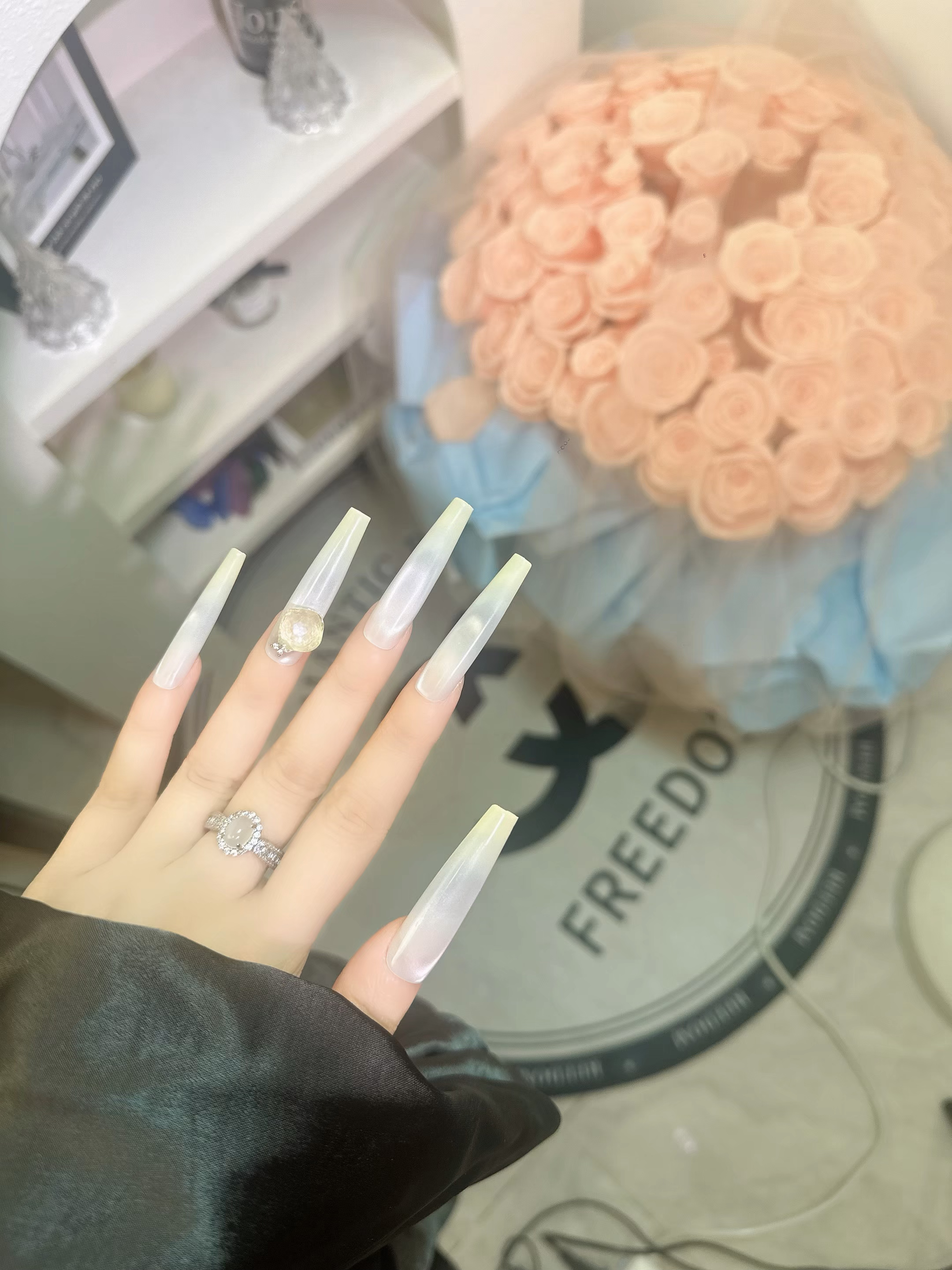 【夏日浅黄】超显白百搭长款纯手工穿戴甲