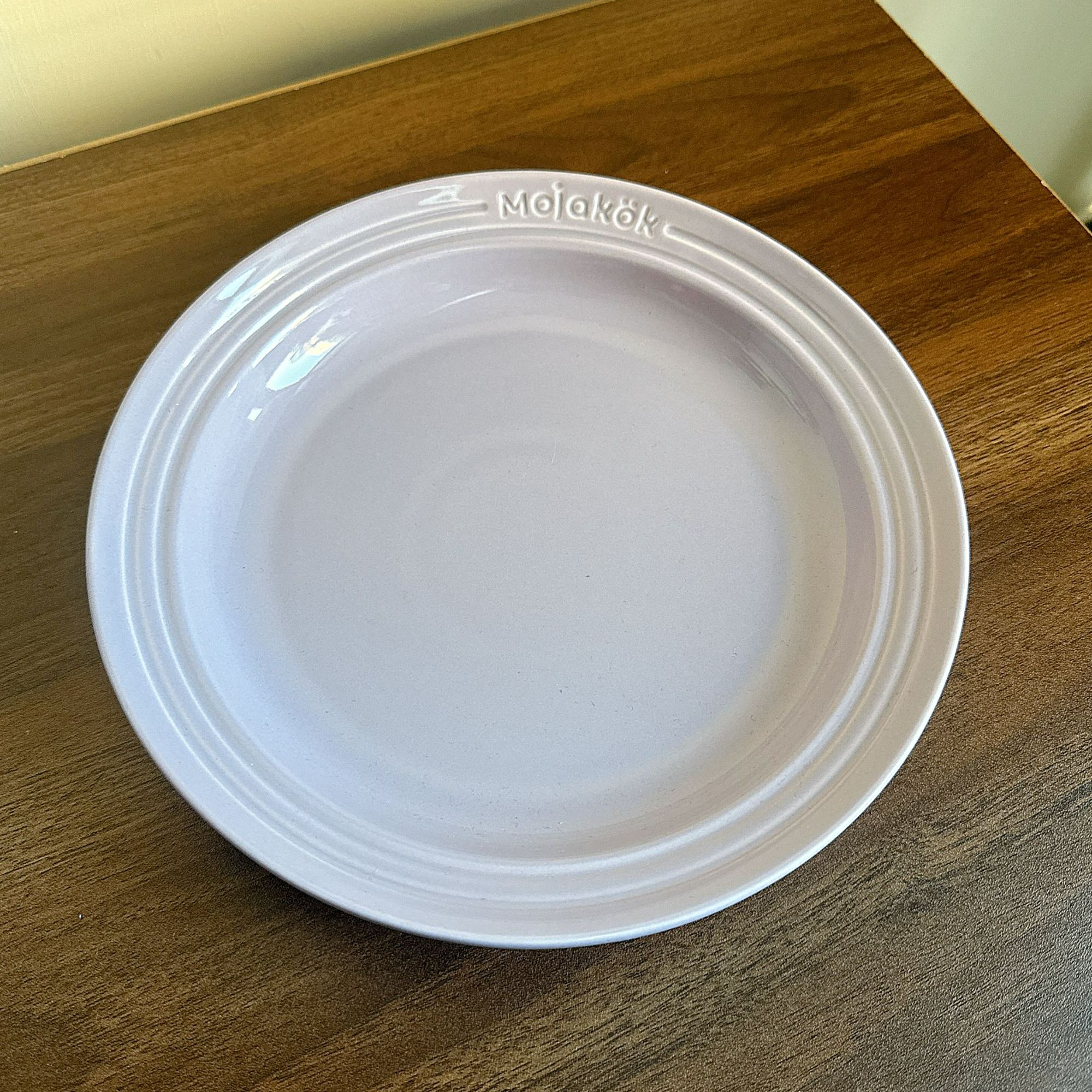 马卡龙紫釉下彩圆形法式简约风格纯色盘草帽盘瓷盘浮雕餐盘