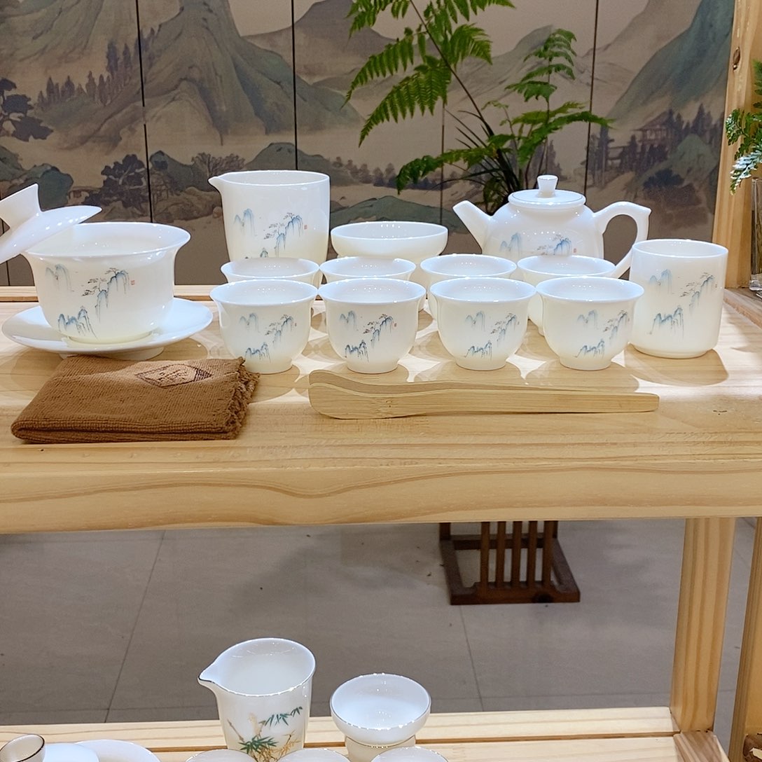 【墨城】羊脂玉瓷高山流水16头
