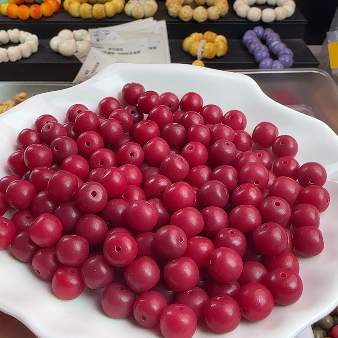 菩提根/象牙果手串卡10红桶100颗➕50备珠