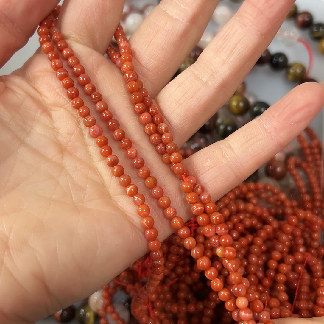 玛瑙/玉髓未镶嵌珠宝半成品，卡3南红4圈