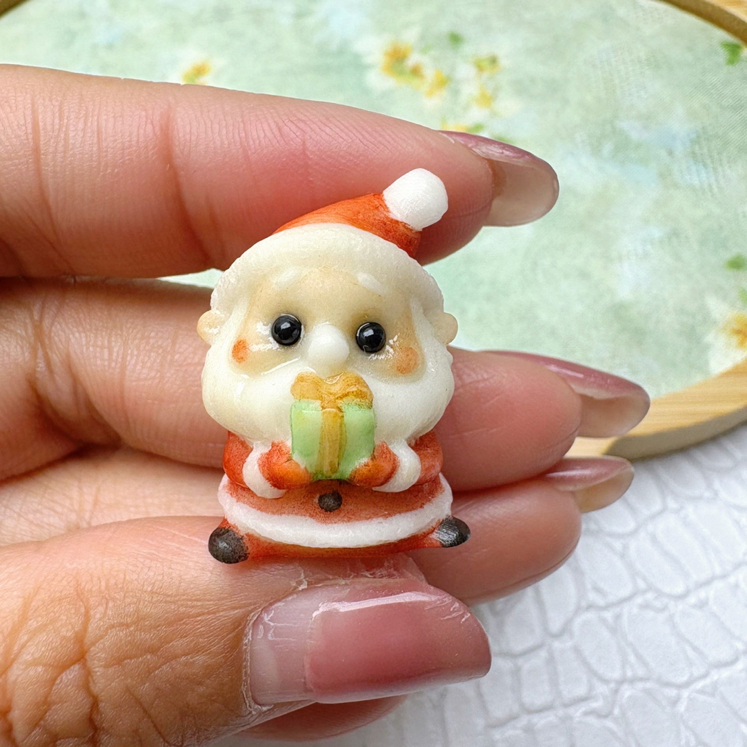 象牙果彩绘圣诞老人diy手工串珠手链手绳项链配饰小饰品小摆件