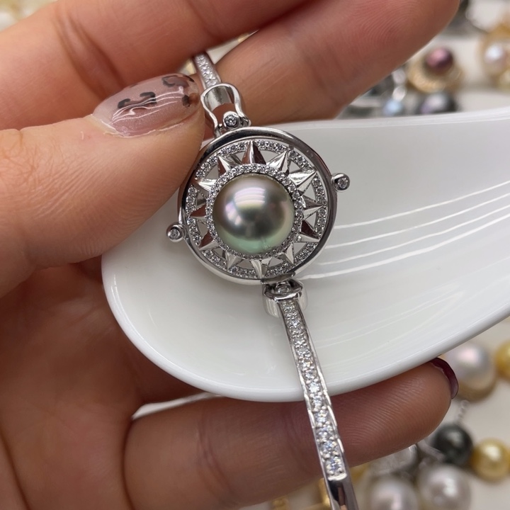 海水珍珠手镯银S925镶嵌