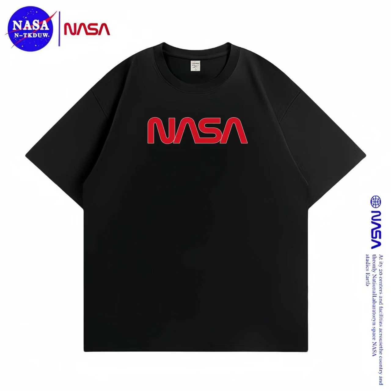 【NASA联名】重磅纯棉T恤男女同款时尚百搭圆领t恤短袖【红NASA】A-01