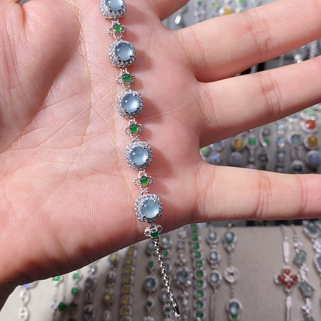 翡翠银S925镶嵌手链