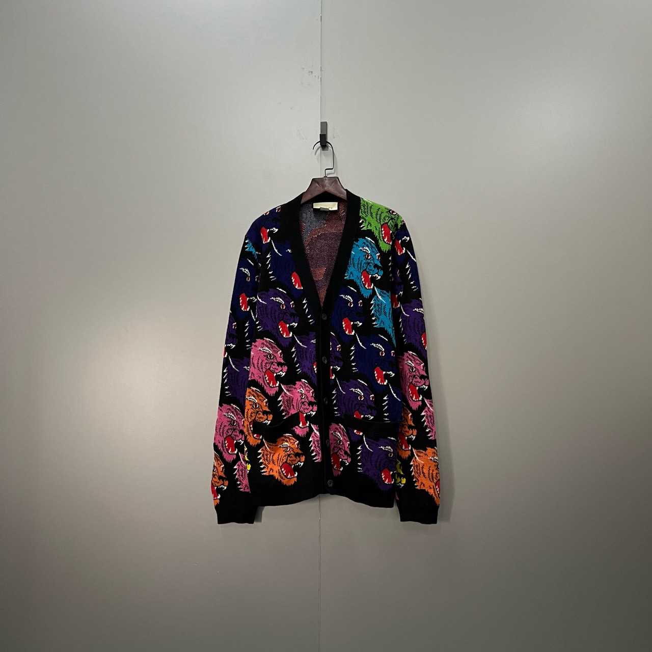 95新 GUCCI/古驰 （jp）219满印虎头针织开衫 XS码