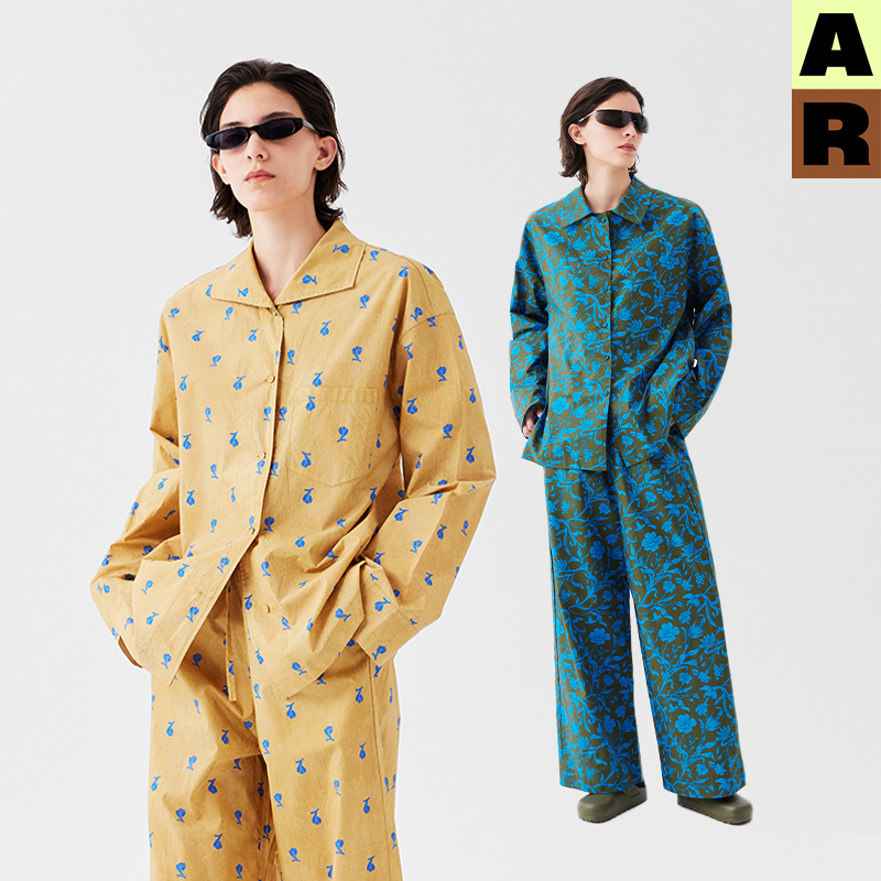 AR植物印花原创家居服套装四季可外穿睡衣休闲宽松纯棉女【自】