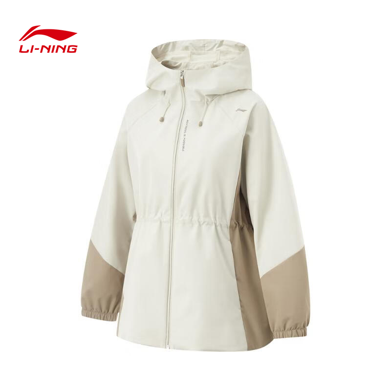 李宁2025春季新款女子户外束腰时尚连帽运动风衣夹克外套AFDV060