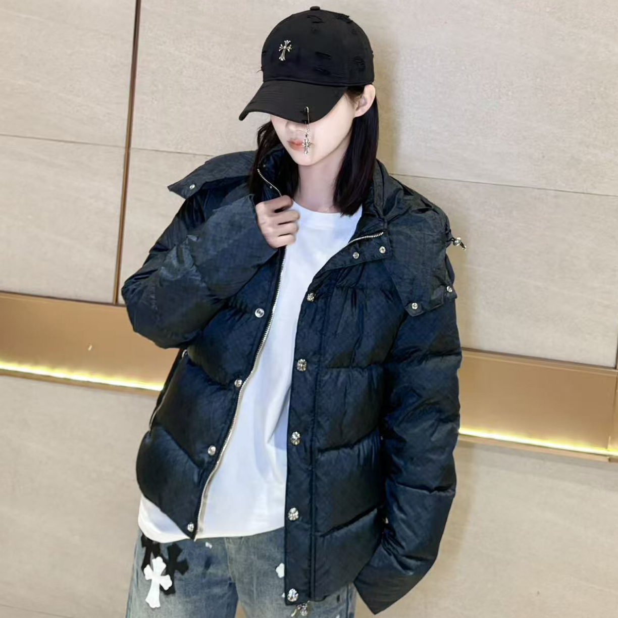 【肥婷专属】2025秋冬新款800蓬戴帽白鹅绒外套9942