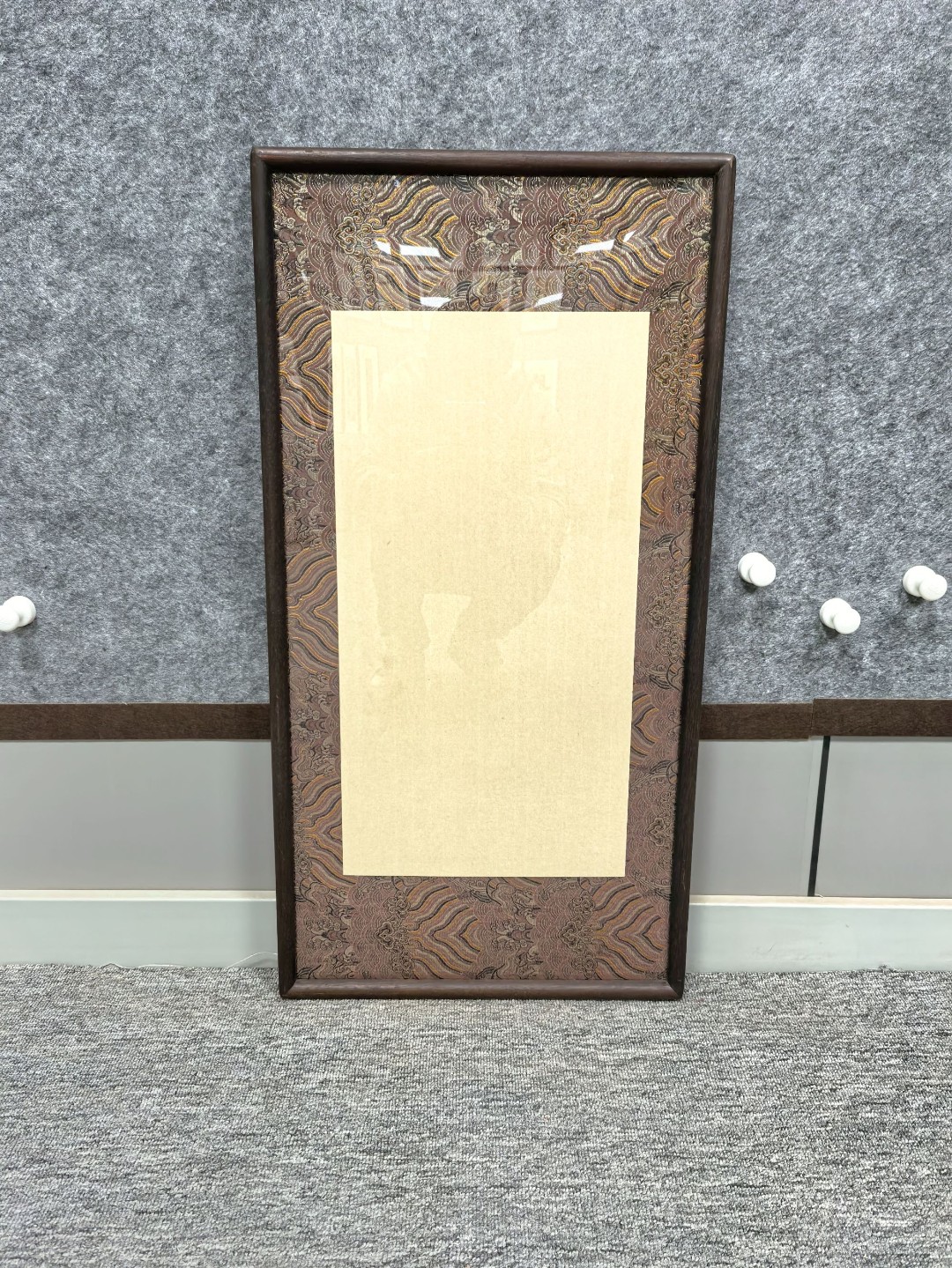 【618福利】33*66榄仁木宋锦实木原木榫卯画框