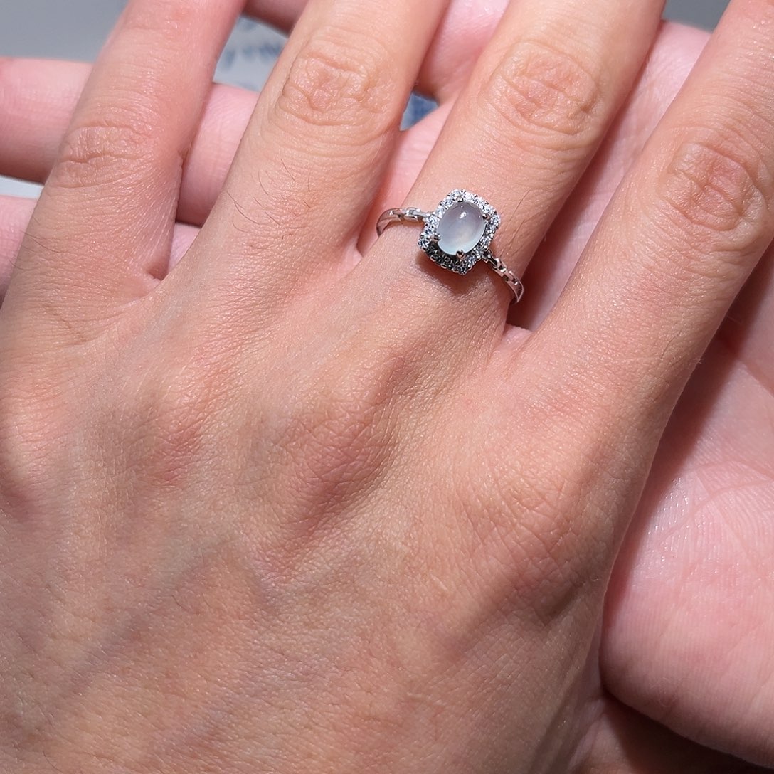 翡翠戒指银S925镶嵌77888