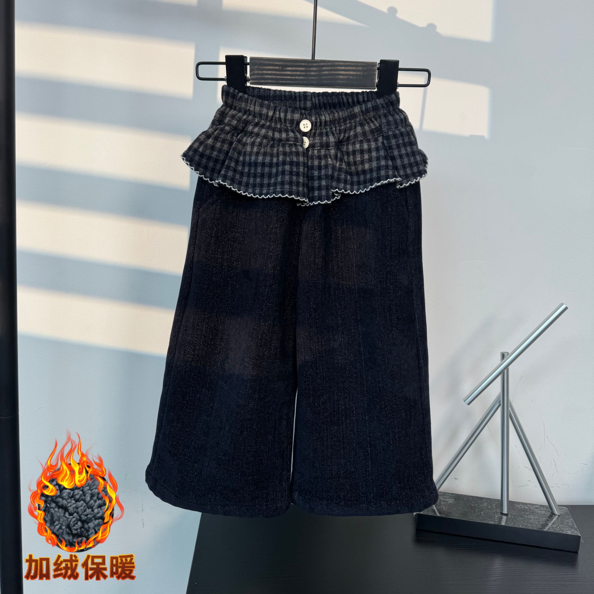 【加绒款】女童加绒加厚裤子2025冬季新款儿童韩版宽松百搭雪尼尔裤