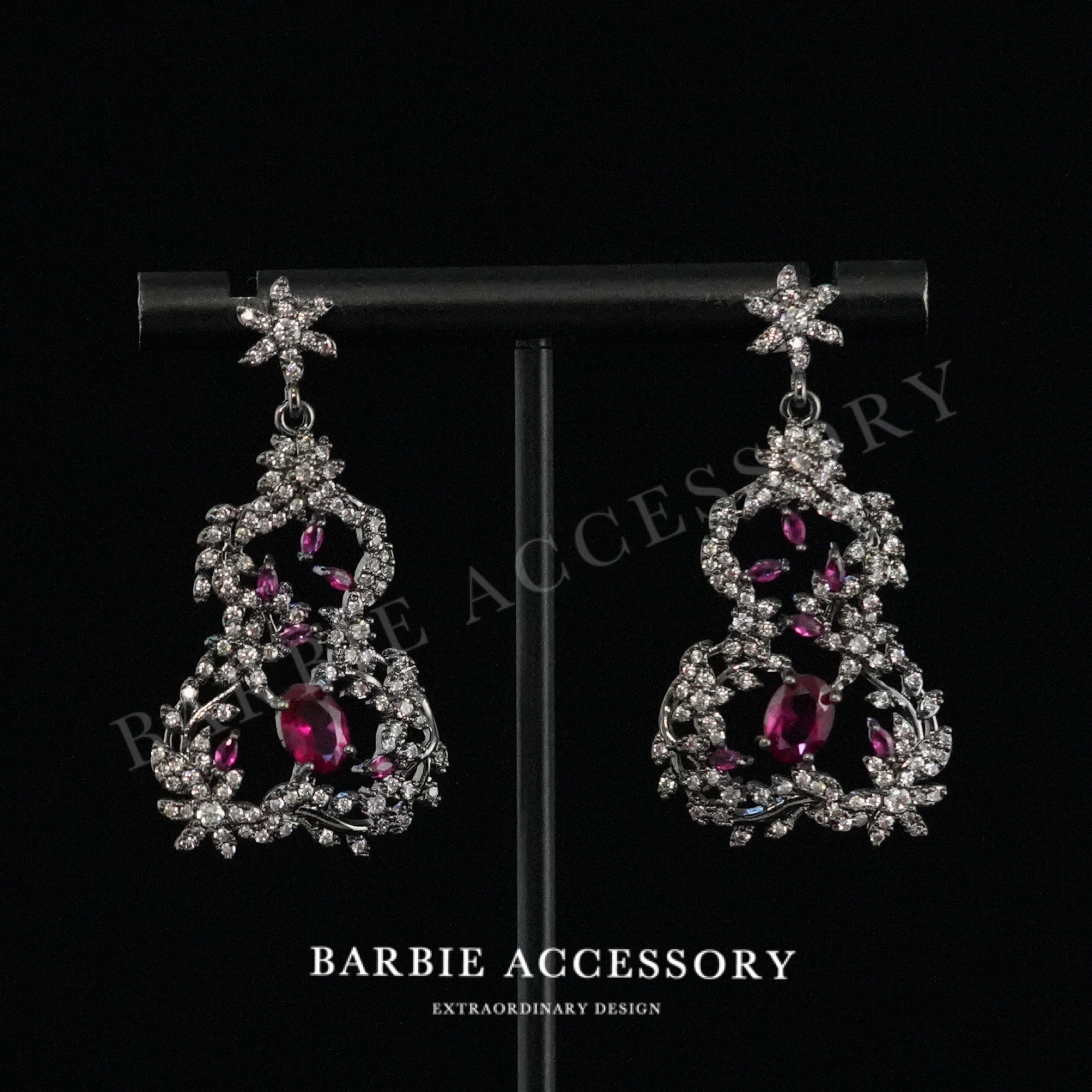 铜合金合成锆石耳饰 【星葫星梨】法式中古轻奢设计款高级感耳环