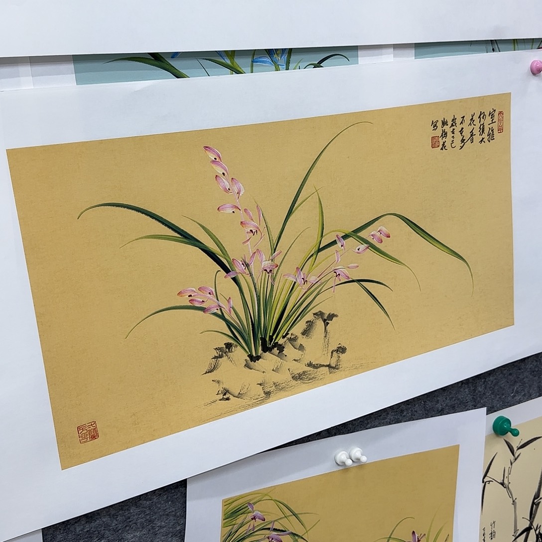 国画国画立体兰花