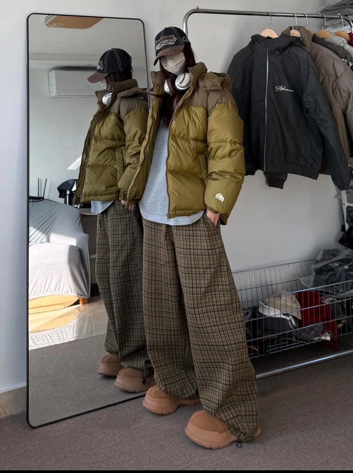 【KZ8015~裤】春秋日系复古格纹休闲裤hiphop慵懒宽松阔腿裤