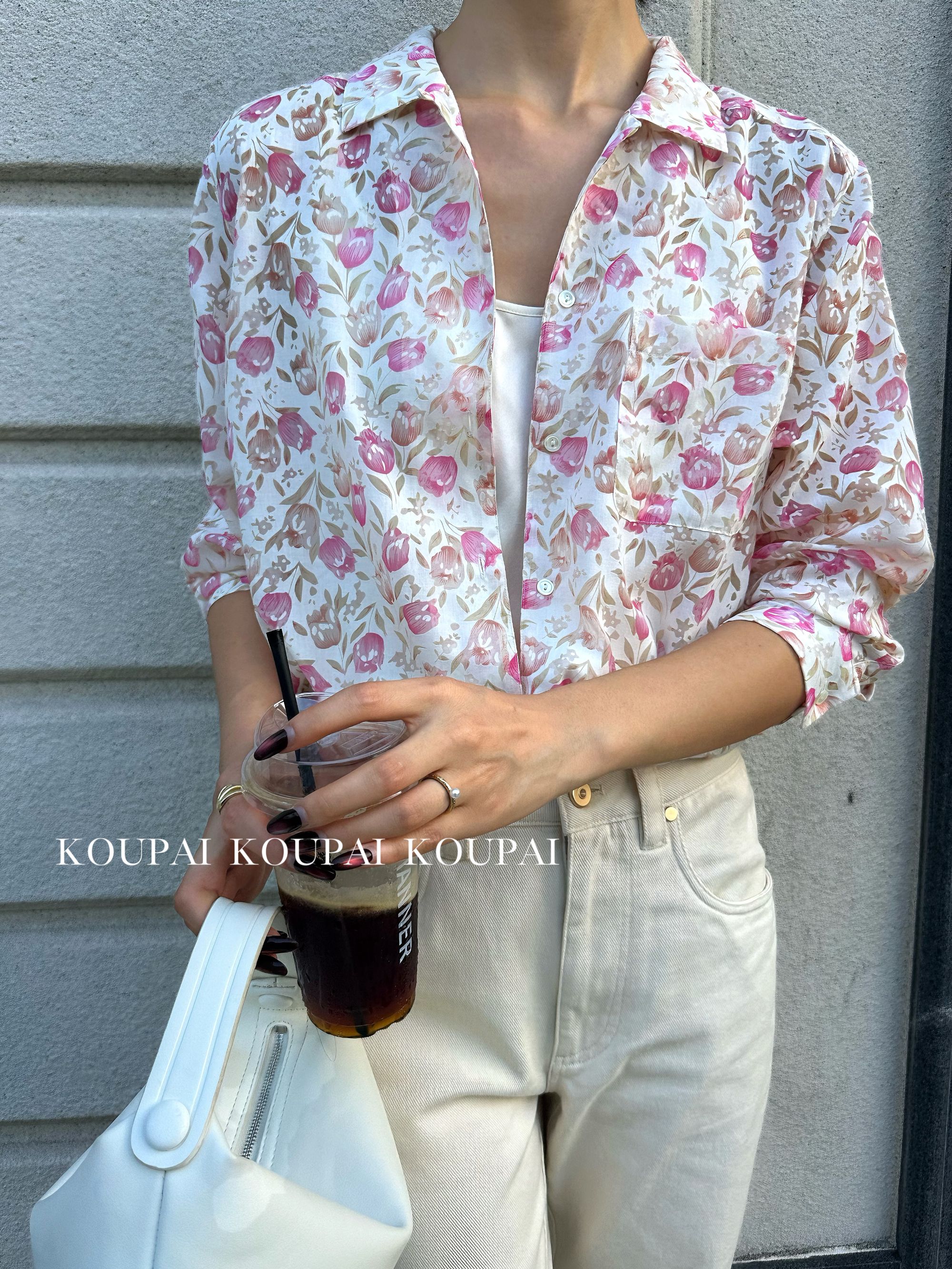 【黄心儿】郁金香剪花翻领衬衫-GL60657