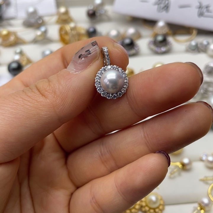 海水珍珠吊坠(不含链)银S925镶嵌