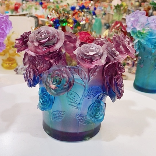 琉璃古法琉璃花瓶高15厘米口径9厘米