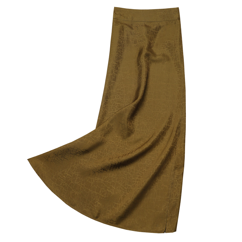 【100%人丝】高档45姆米新中式龟裂纹国风半身裙女新中式新款A字裙