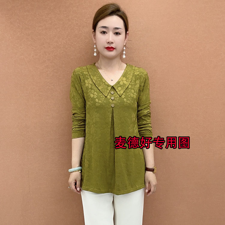 秋季新款中年妈妈装气质显瘦半袖洋气时尚夏季宽松印花复工小衫