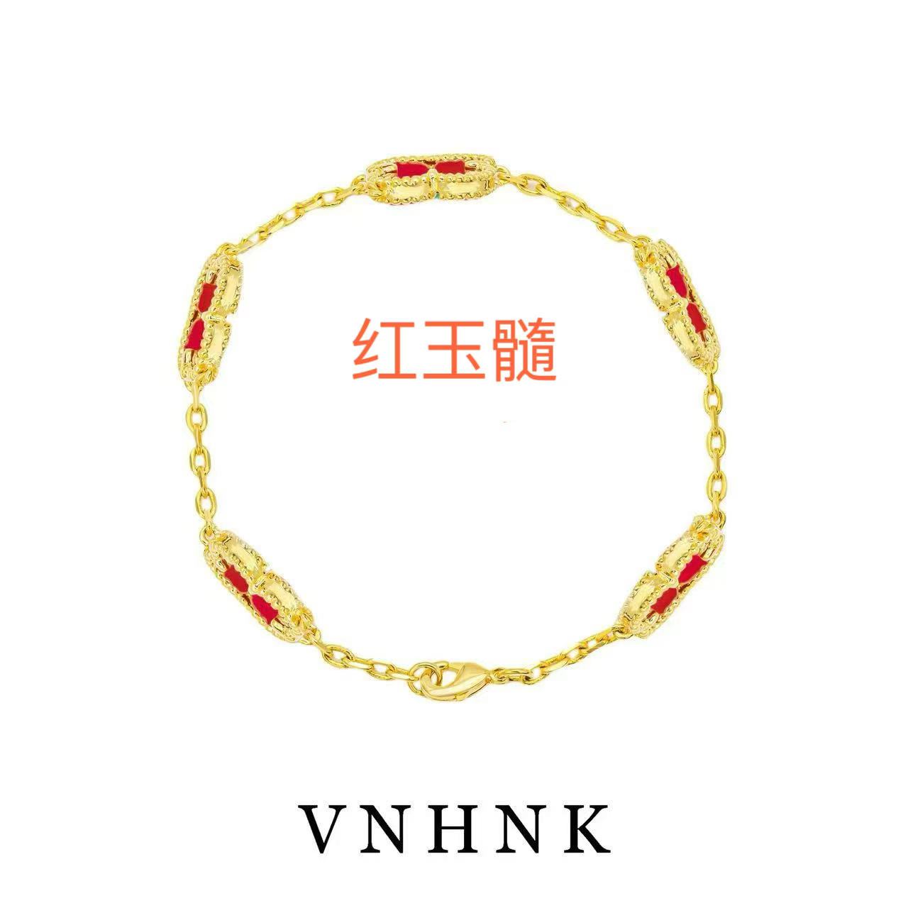 美可儿    A433    金色（19cm) 时尚红色玉髓手链预售