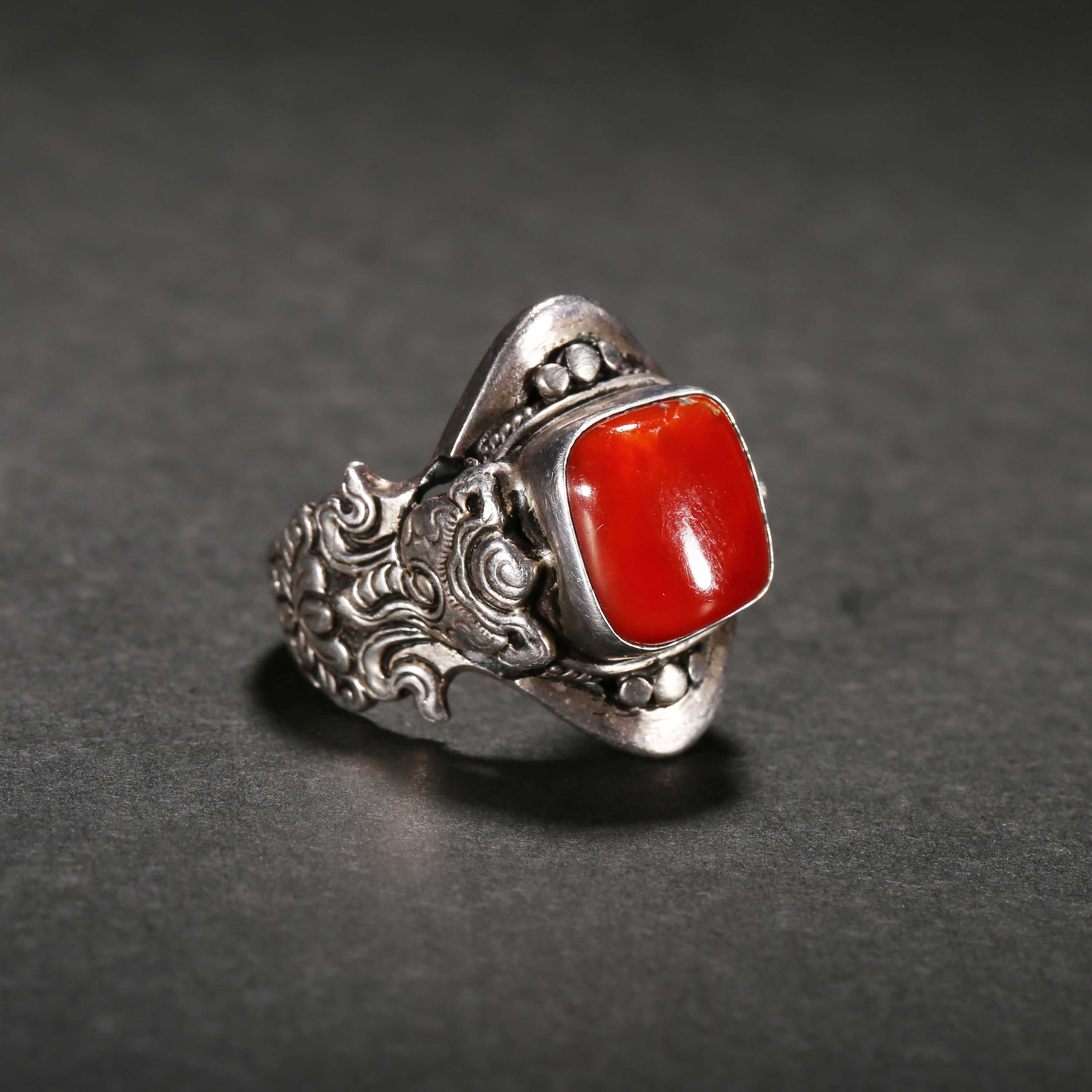 清代*银镶嵌手戒指/JOY25063030/银【北京文博】