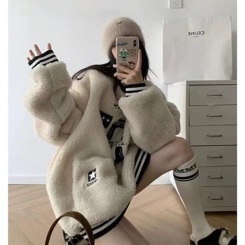 (非图片款)女装抓绒卫衣外衣外套颗粒绒大码均码时尚显瘦保暖可爱