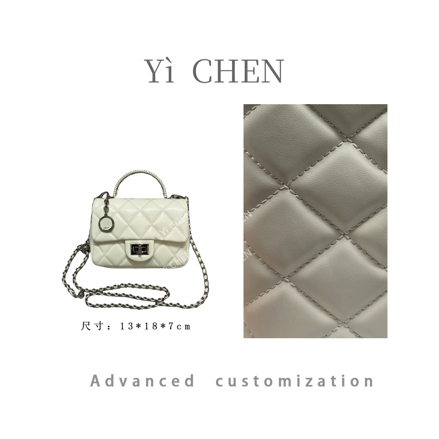 【Yì CHEN】ZT-D7218-海盐白 轻奢时尚女士新款手提单肩斜挎包