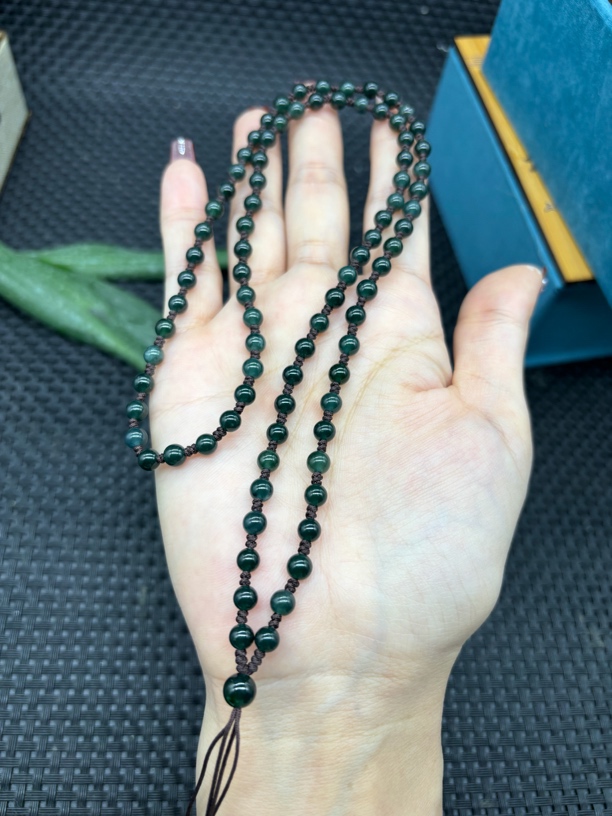 宠粉福利天然A货翡翠老蓝水圆珠4.8mm玉石挂件绳毛衣链项链百搭款