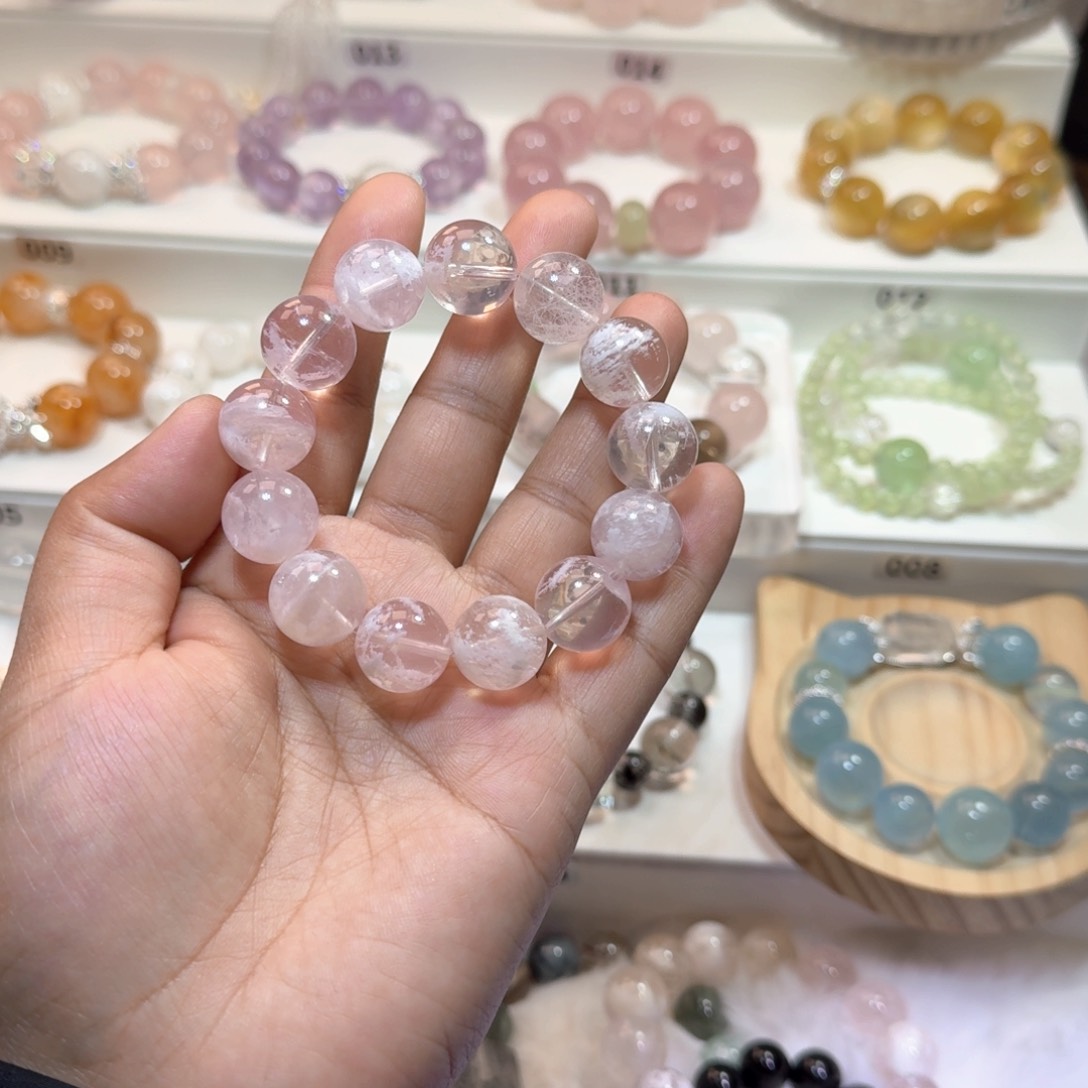 烟晶手链未镶嵌粉雪花幽灵580