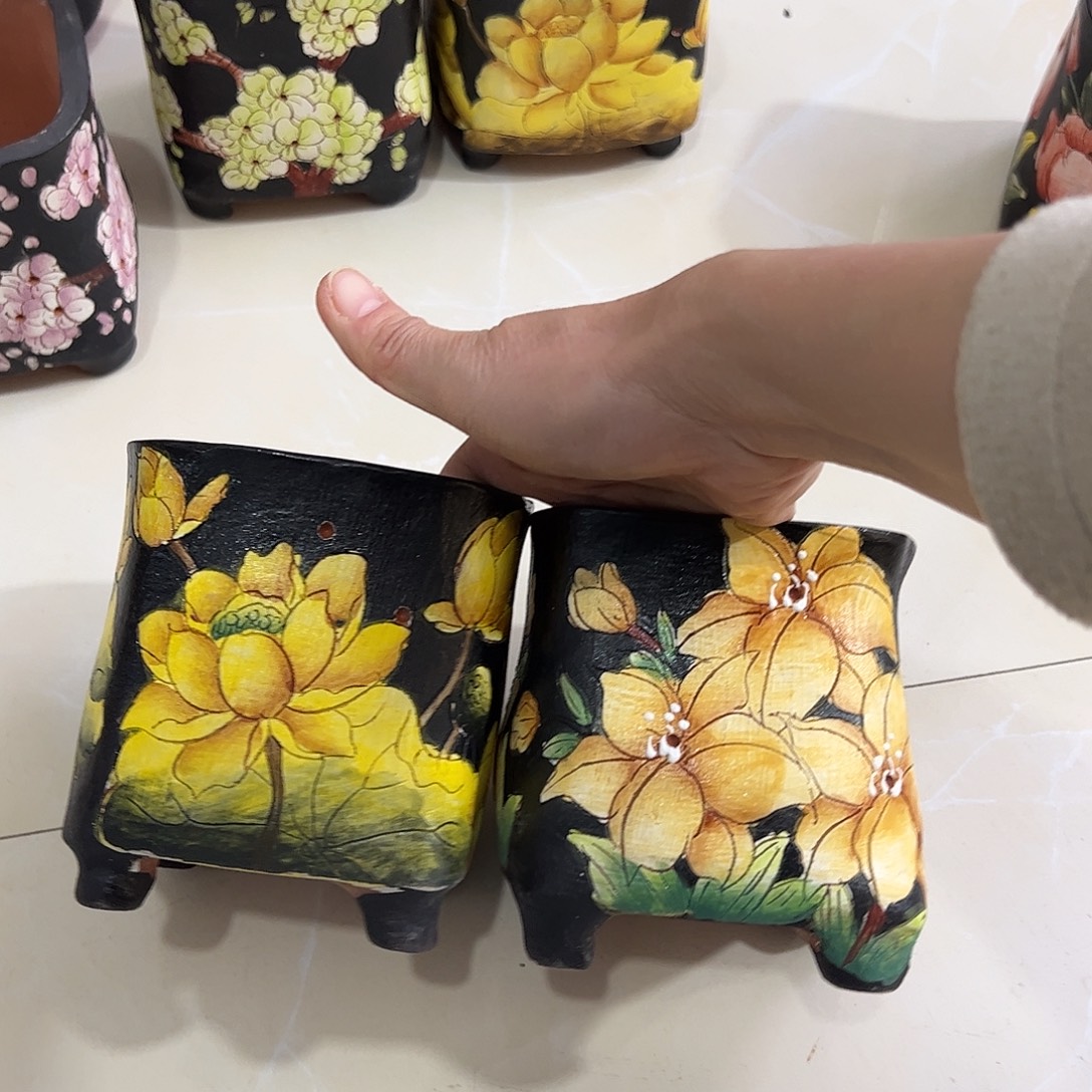 莉****景德镇炫彩手绘陶瓷花盆