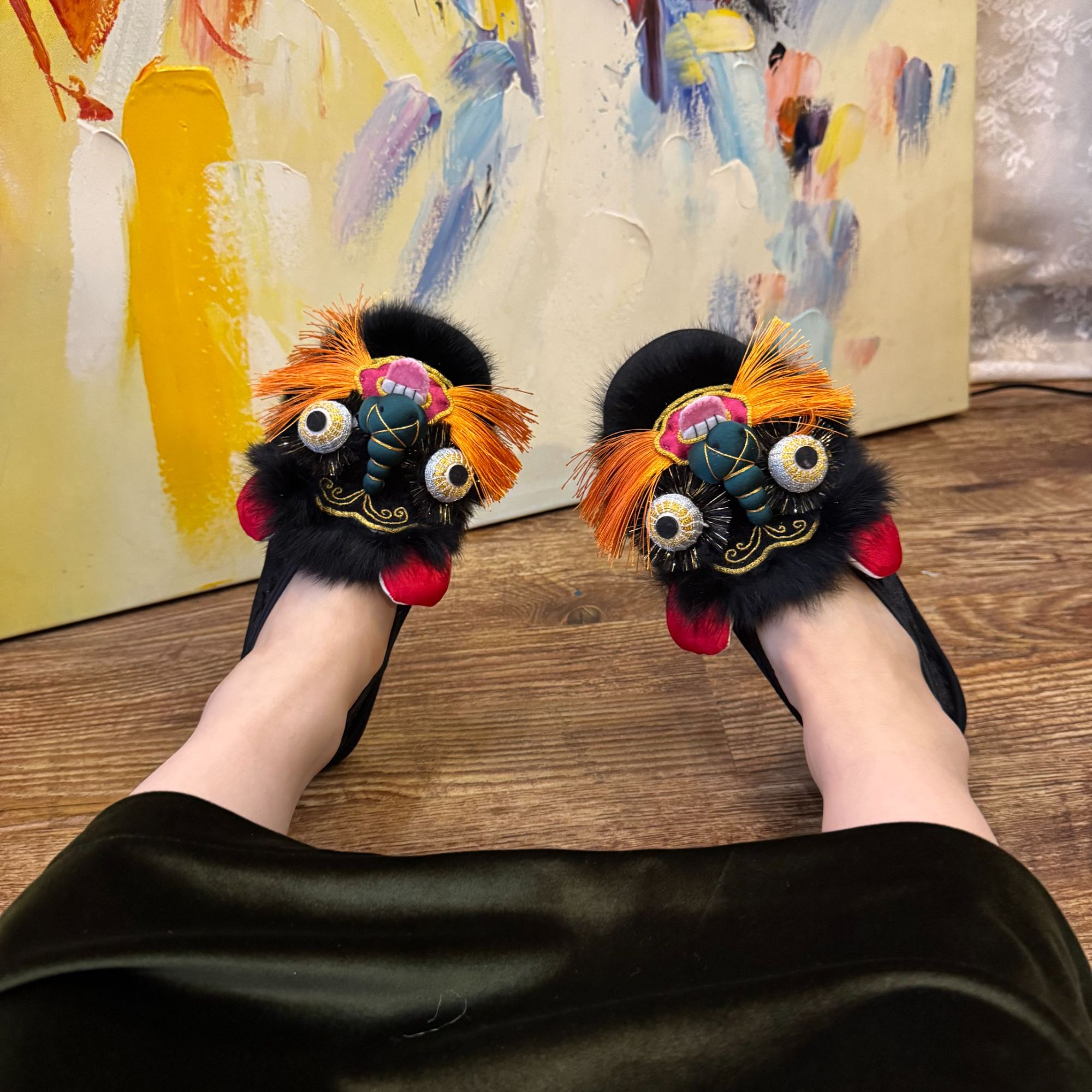 【小黑虎】·花田家·原创手工千层底虎头鞋