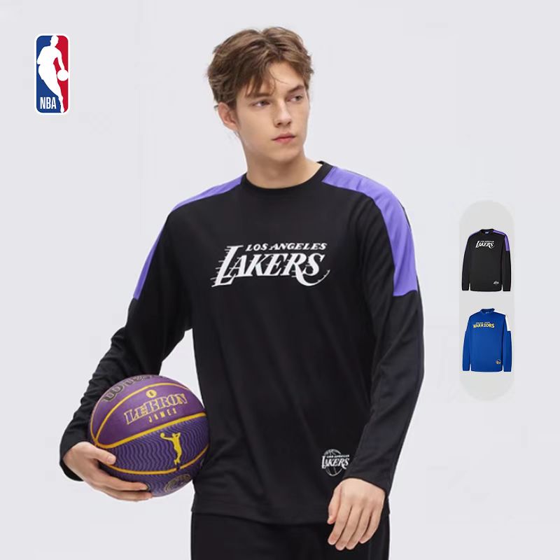 NBA官方湖人勇士男女同款F1赛车风拼接运动休闲长袖T恤