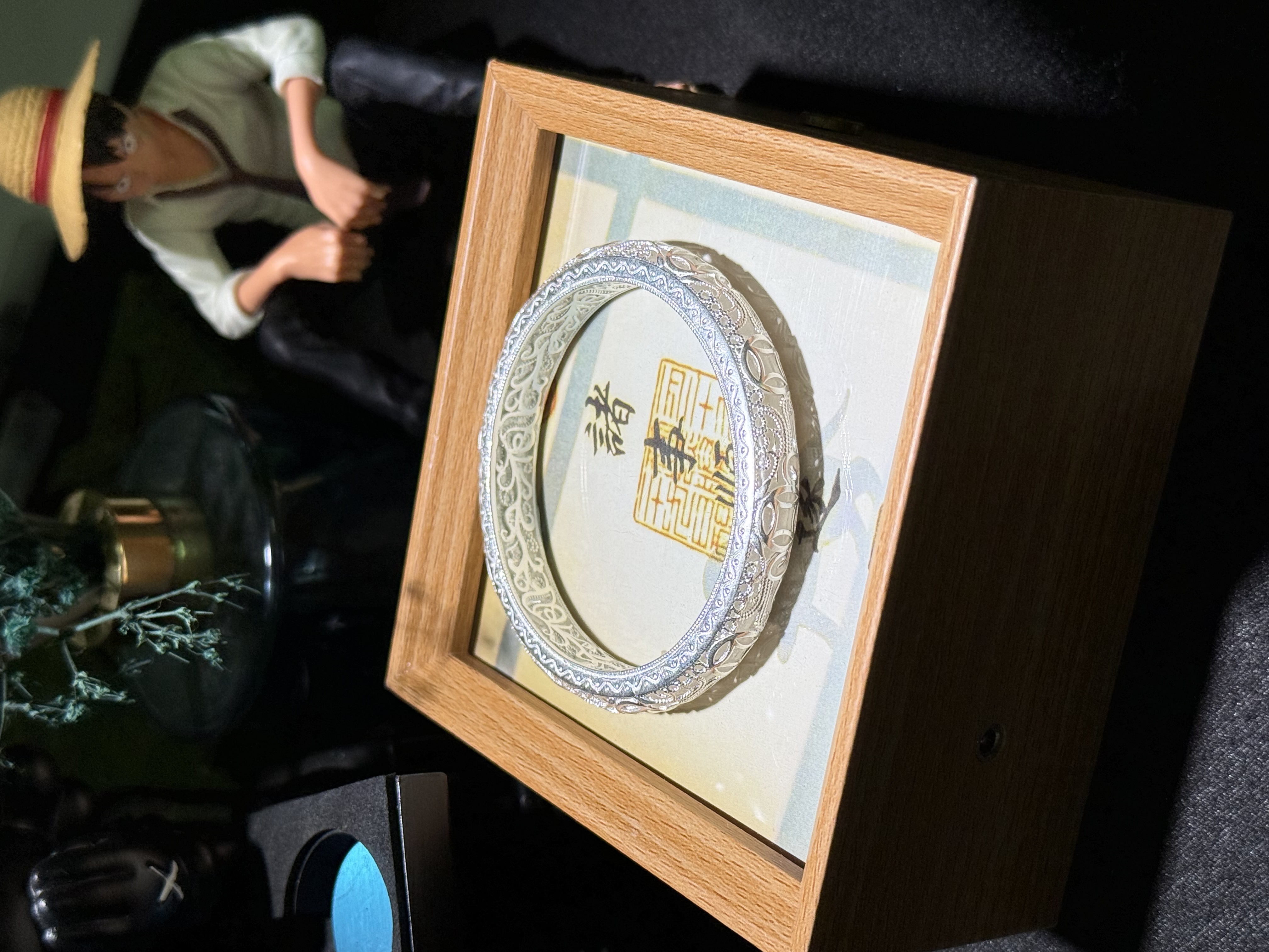 足银手镯 (38号）32g镂空雕花手镯