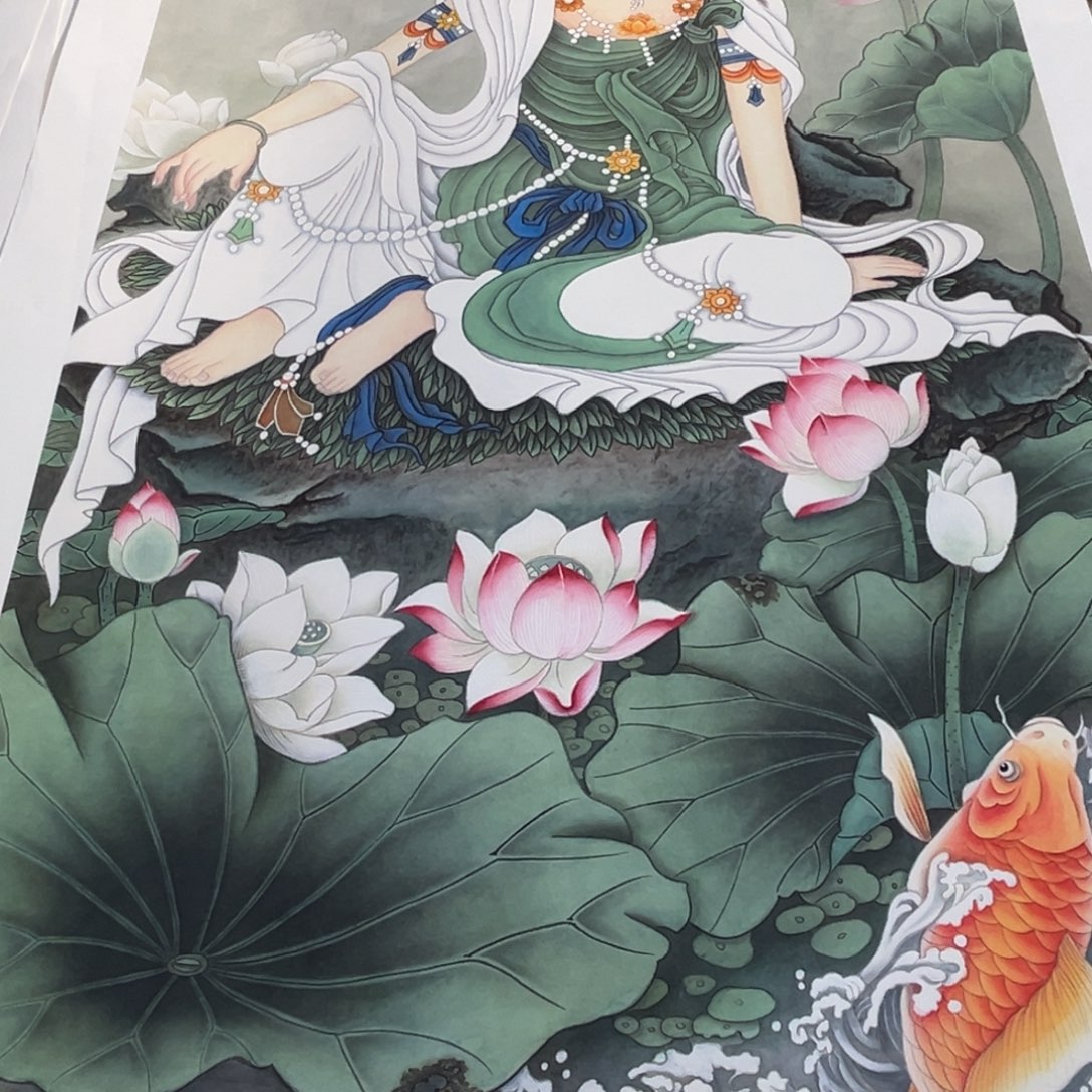 国画李老师水月观音作品