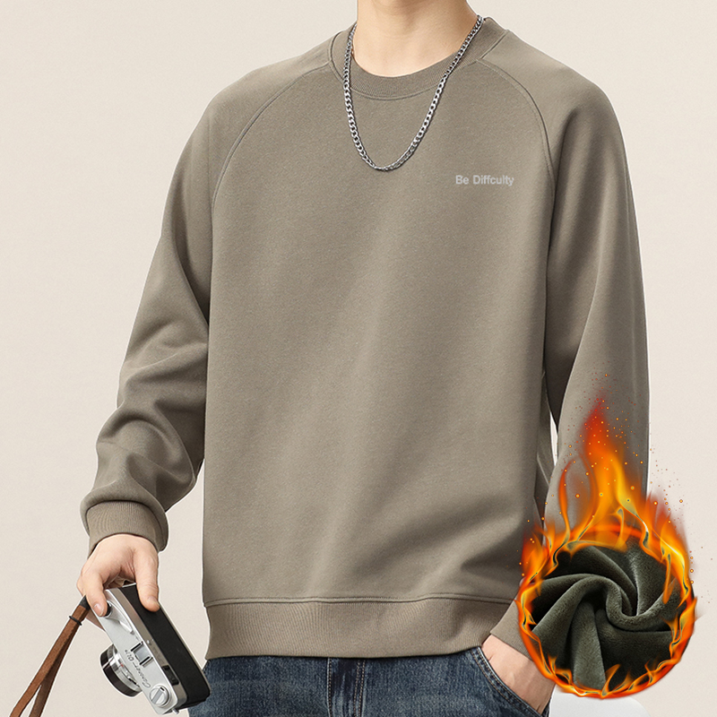 加绒卫衣男士冬季2025新款加绒加厚圆领长袖打底衫秋冬款保暖上衣