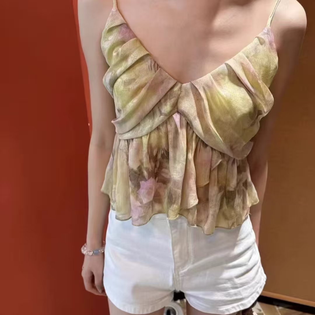 【Z】723/732187  时尚浪漫荷叶边吊带短款背心